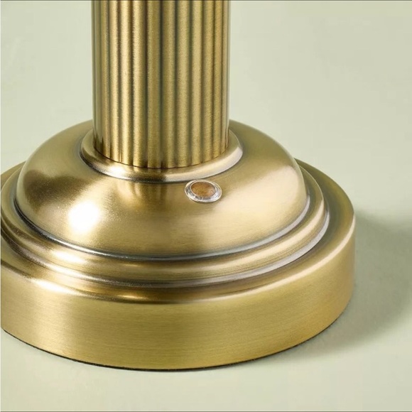 11.5" Fluted Metal Rechargeable Library Table Lamp Brass - Hearth & Hand - Picture 2 of 6